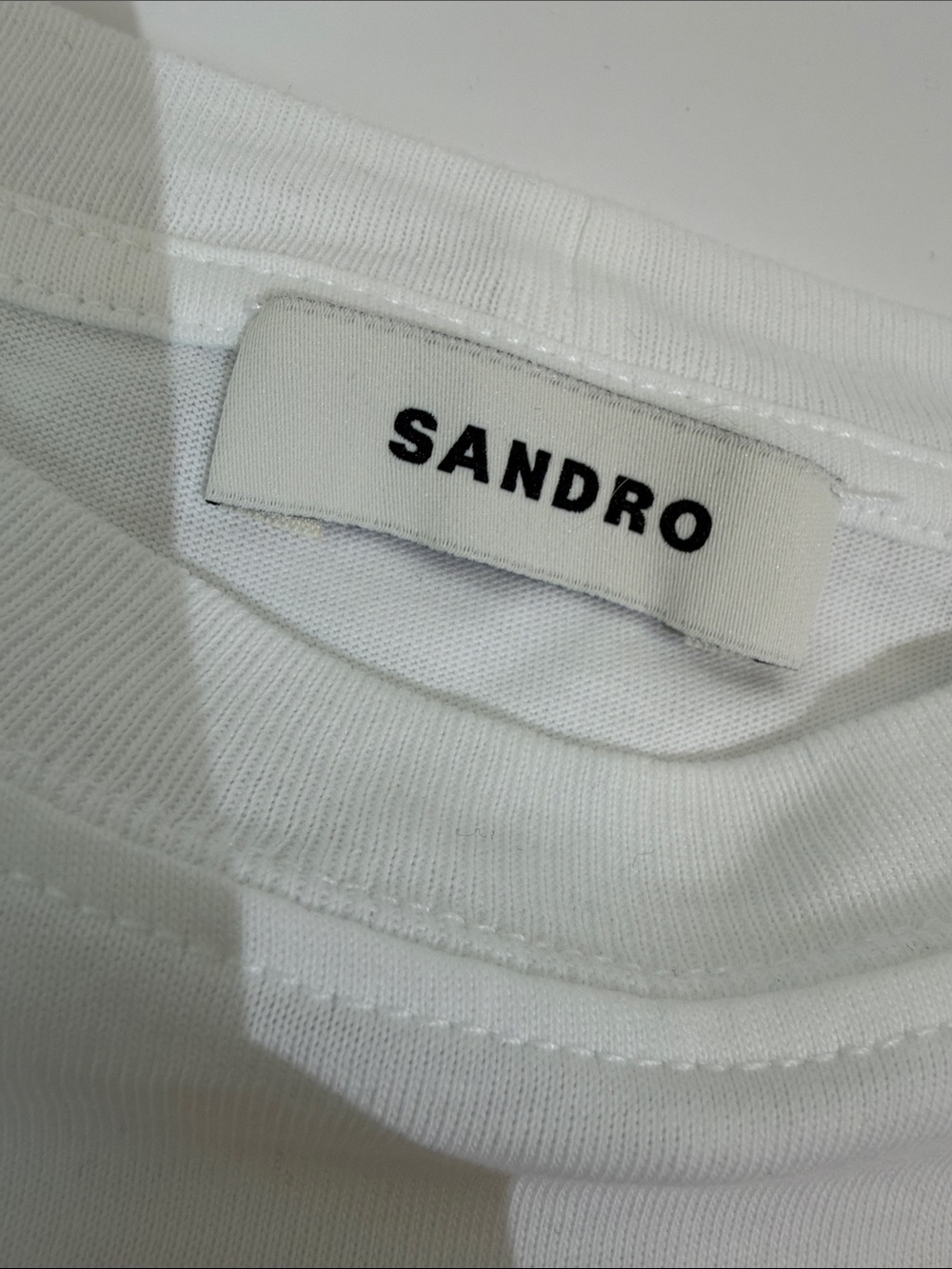 SANDRO White Embroidered Lace White Cropped Tee S - Picture 3 of 8